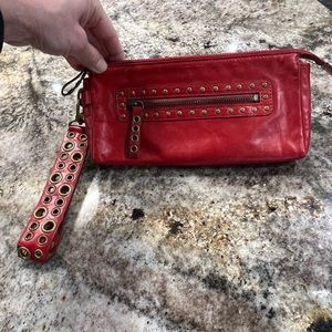 Nordstroms Cherry Red Leather Clutch/Wristlet